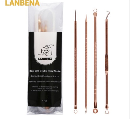 Профессиональный набор инструментов для удаления акне и чёрных точек Lanbena, Gold