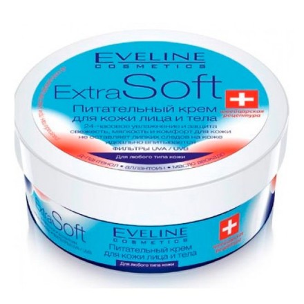 EVELINE Extra Soft 200мл (295) Питательный крем для кожи лица и тела (д/всех типов кожи)