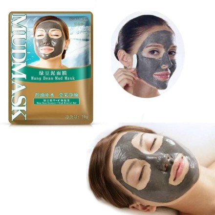 Маска для лица очищающая и тонизирующая с минеральной грязью и бобами  BIOAQUA Mung Bean Mud Mask (20г)